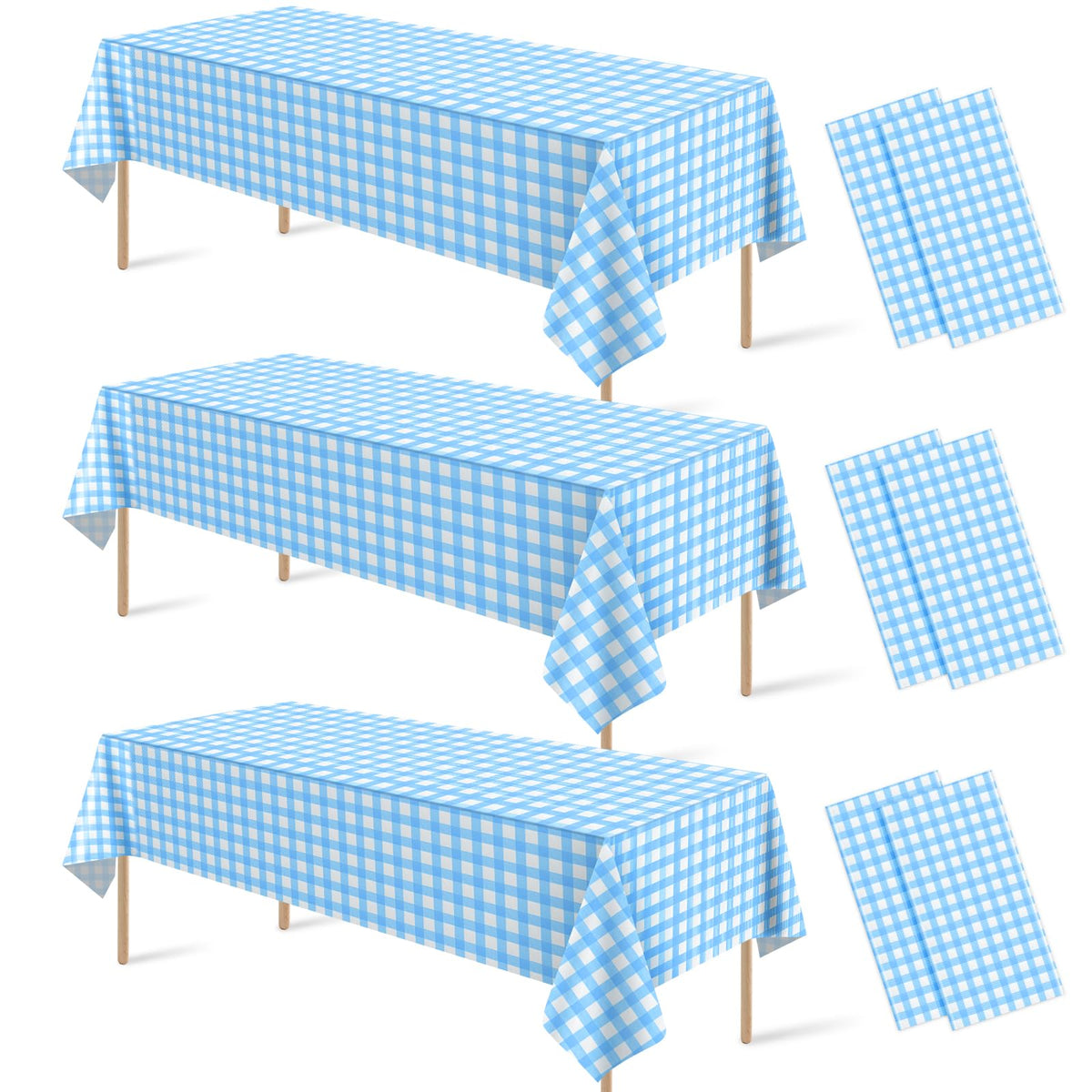 6 Pcs Sage Green Gingham Tablecloths, Checkered Table Covers 54 x 108 Inch