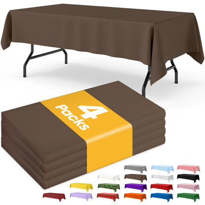 Niuara White Plastic Table Cloth - 4 Pack 54" × 108" Rectangle Disposable Tablecloths for 6FT Tables, Table Cover for Party, Holiday & Gathering Use
