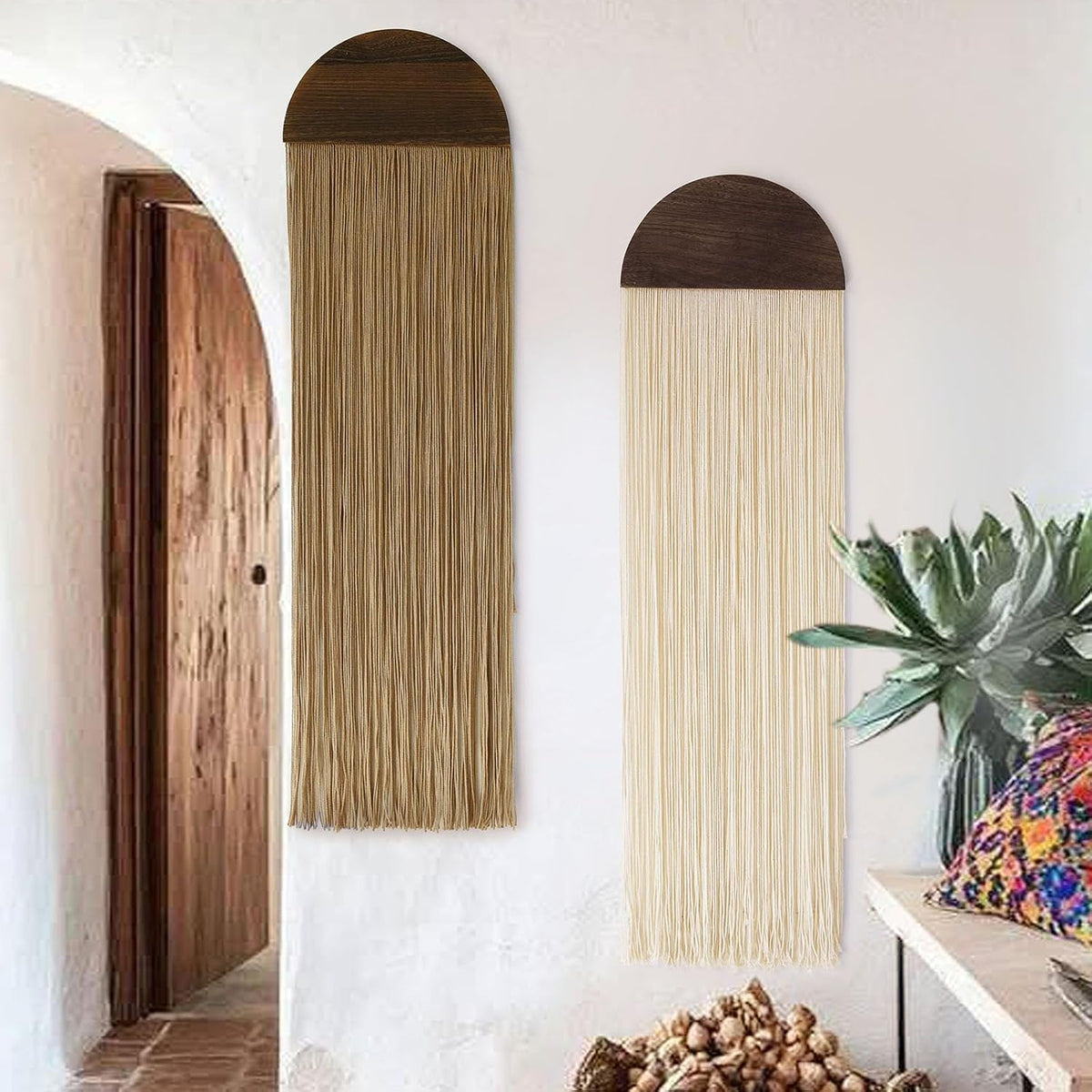 2Pcs Macrame Wall Hanging Boho wall decor Fiber Art Decor 13.7"W*51"L
