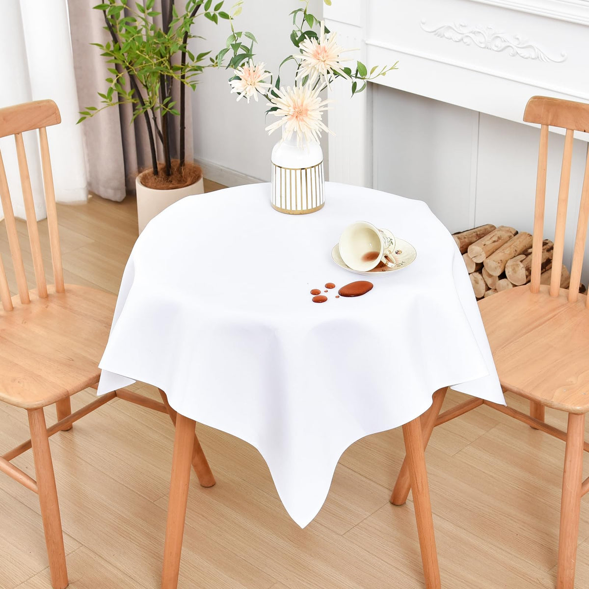 Wolkemer Oval Tablecloth 60 x 102 Inches Faux Linen Water Resistant