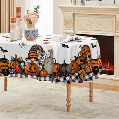 Horaldaily Halloween Tablecloth 60 x 84 Inch Rectangular Ghost Pumpkin