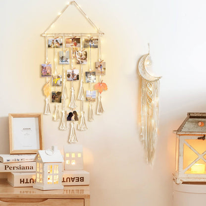 Macrame Wall Hanging Photo Display Boho Room Decor for Teen Girl Gifts