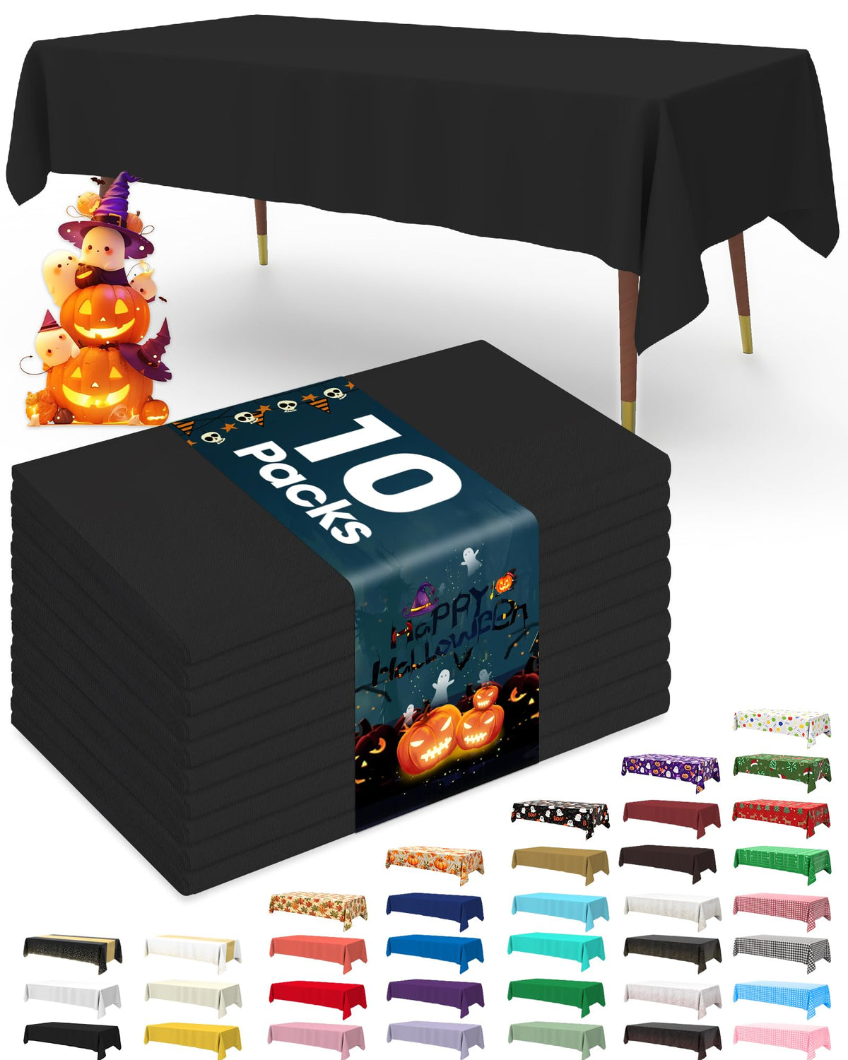 Pureegg Plastic Table Cloth Disposable 54x108 Inch 10 Pack, White