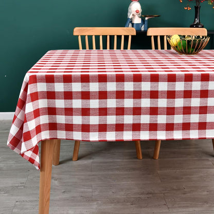 Gingham Tablecloth Rectangle Table Cloth Heavy Duty Cotton Checkered Table Cover for Spring Picnic Kitchen Dining(C-Beige, 52x70 inch)
