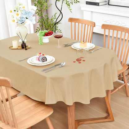 Wolkemer Oval Tablecloth 60 x 102 Inches Faux Linen Water Resistant