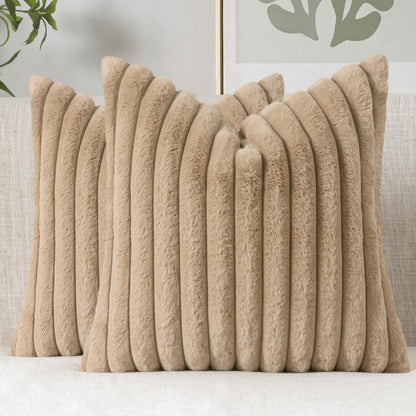 MIULEE Faux Fur Decorative Throw Pillow Covers 18x18 Set of 2 Sage Green