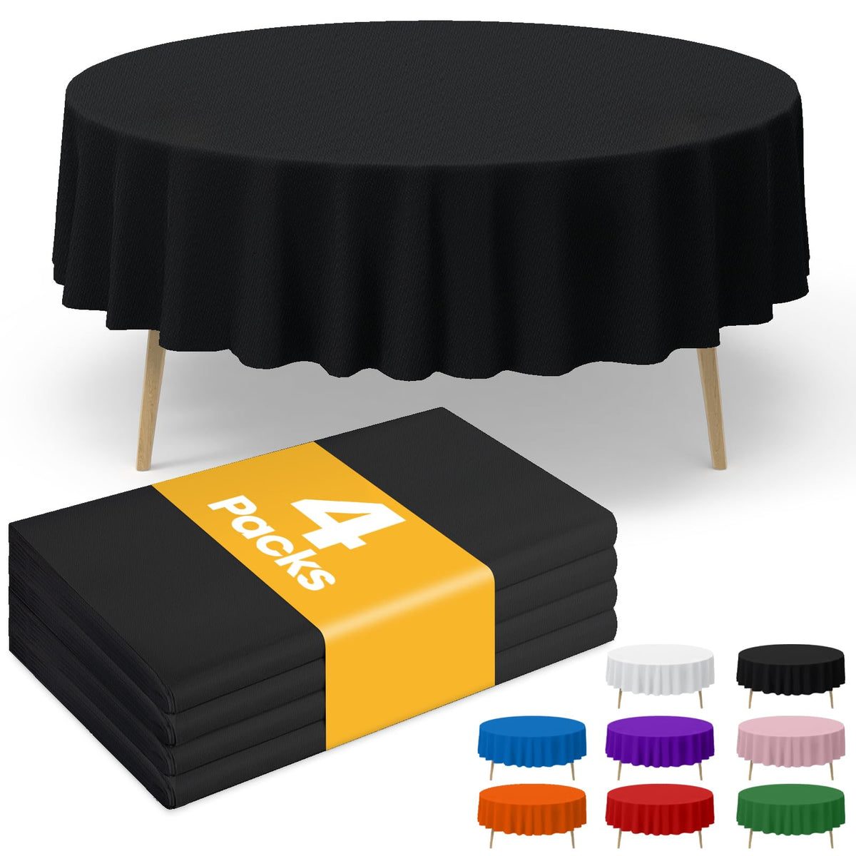 Niuara White Plastic Table Cloth - 4 Pack 54" × 108" Rectangle Disposable Tablecloths for 6FT Tables, Table Cover for Party, Holiday & Gathering Use