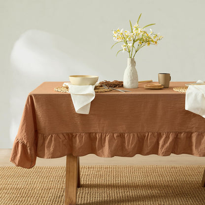 MONDAY MOOSE Gingham Checkered Farmhouse Rustic Picnic Style Decoration Rectangle Natural Stonewashed Cotton Tablecloth for Kitchen, Dining Room, Restaurant (60x102 inch, Beige)