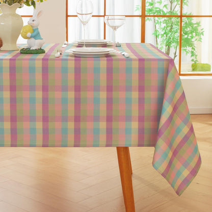 Alsoo Checkered Tablecloth Rectangle Gingham Table Cloth Washable Cotton Linen Fall Thanksgiving Buffalo Plaid Table Cover for Picnic Kitchen Dining Room, Orange and White, 60 * 75 inch