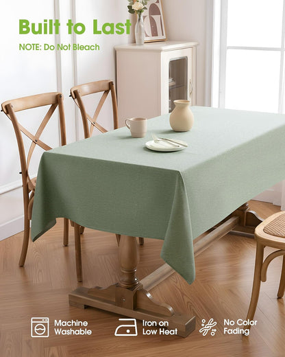 Pureegg Rectangle Linen Tablecloth Waterproof & Stain Resistant, Wrinkle-Free Table Cloth Adds Elegance and Protection, Ideal for Dining, Party, Wedding and Outdoor, 52 x 70 Inch, Sage Green