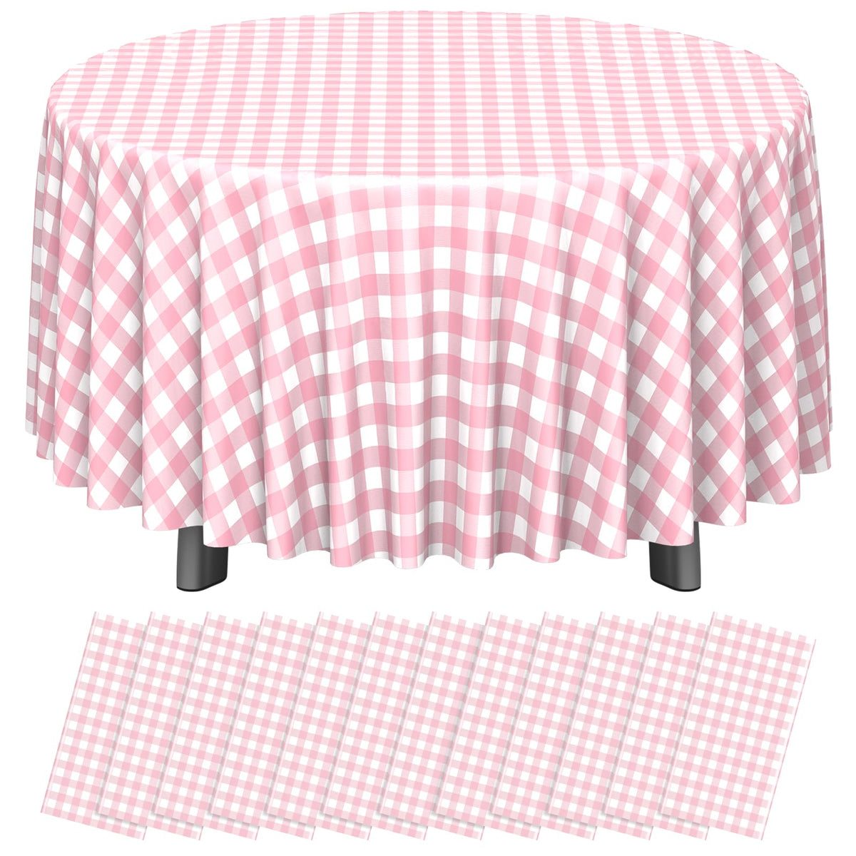 12 Pack Blue and White Plastic Checkered Tablecloth, Premium Decorative Disposable Blue Gingham Plaid Table Cloths for Parties, Rectangle Party Table Cover for Picnic Farm Birthday Wedding, 54x108Inch