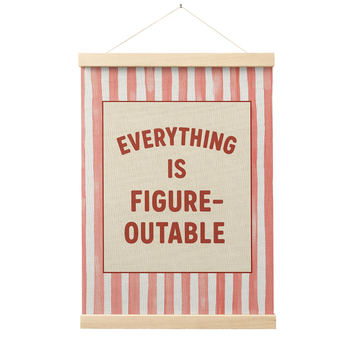 FGFK Everything Is Figureoutable Positive Affirmations Wall Art Poster Hanger Frame, Retro Pink and Green Inspirational Canvas Prints Framed Wall Decor for Office Classroom Home Bedroom, 12x16 Inch