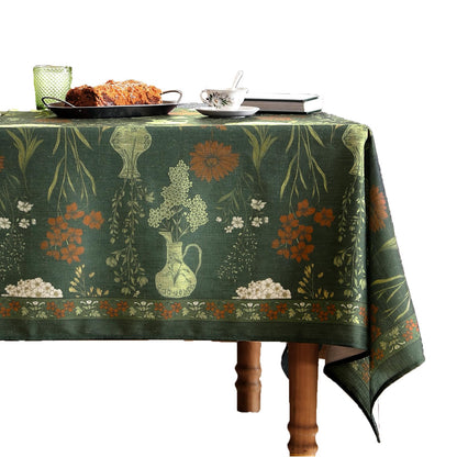 ISAENNE Designer French Linen Rectangular Tablecloth,118"x67"-Cornucopia