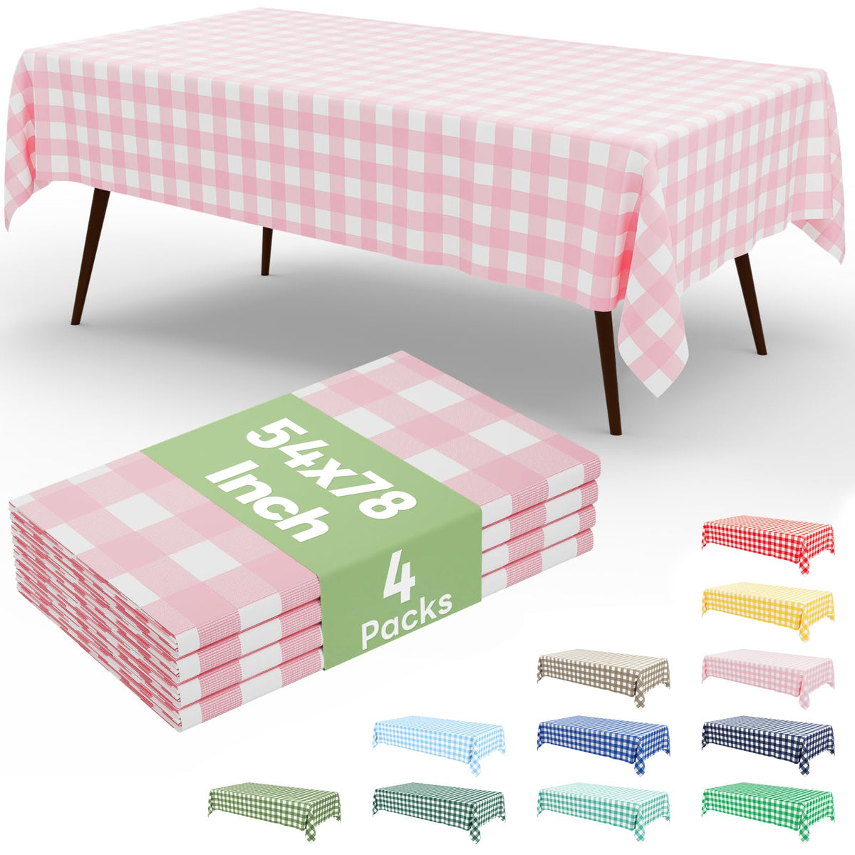 misaya 4 Packs 54 x 78 Inch Checkered Disposable Table Cloth
