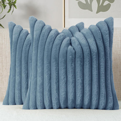 MIULEE Faux Fur Decorative Throw Pillow Covers 18x18 Set of 2 Sage Green