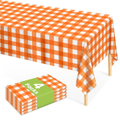Mulbozy 4 Pcs Pink Gingham Tablecloth 54×108in, Pink Checkered Table Cloth