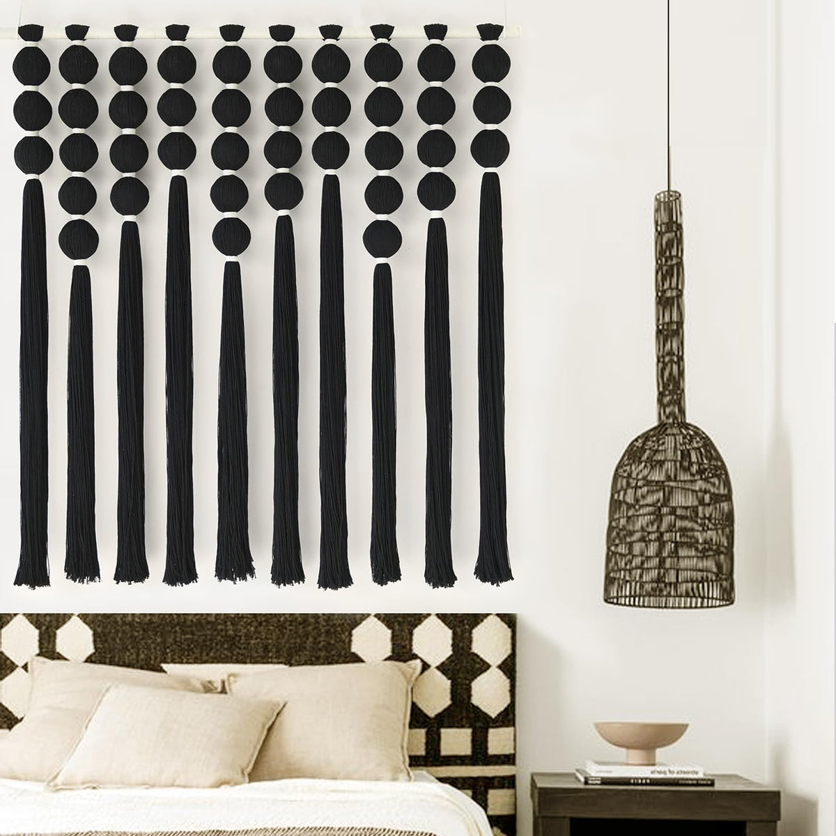 Macrame Wall Hanging Dip Dyed Blue Yarn Wall Art Tassel Decor 27" W*31" L