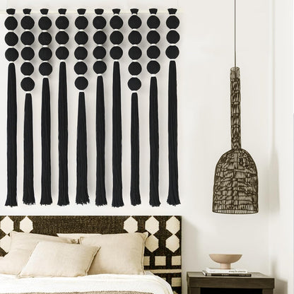 Macrame Wall Hanging Dip Dyed Blue Yarn Wall Art Tassel Decor 27" W*31" L