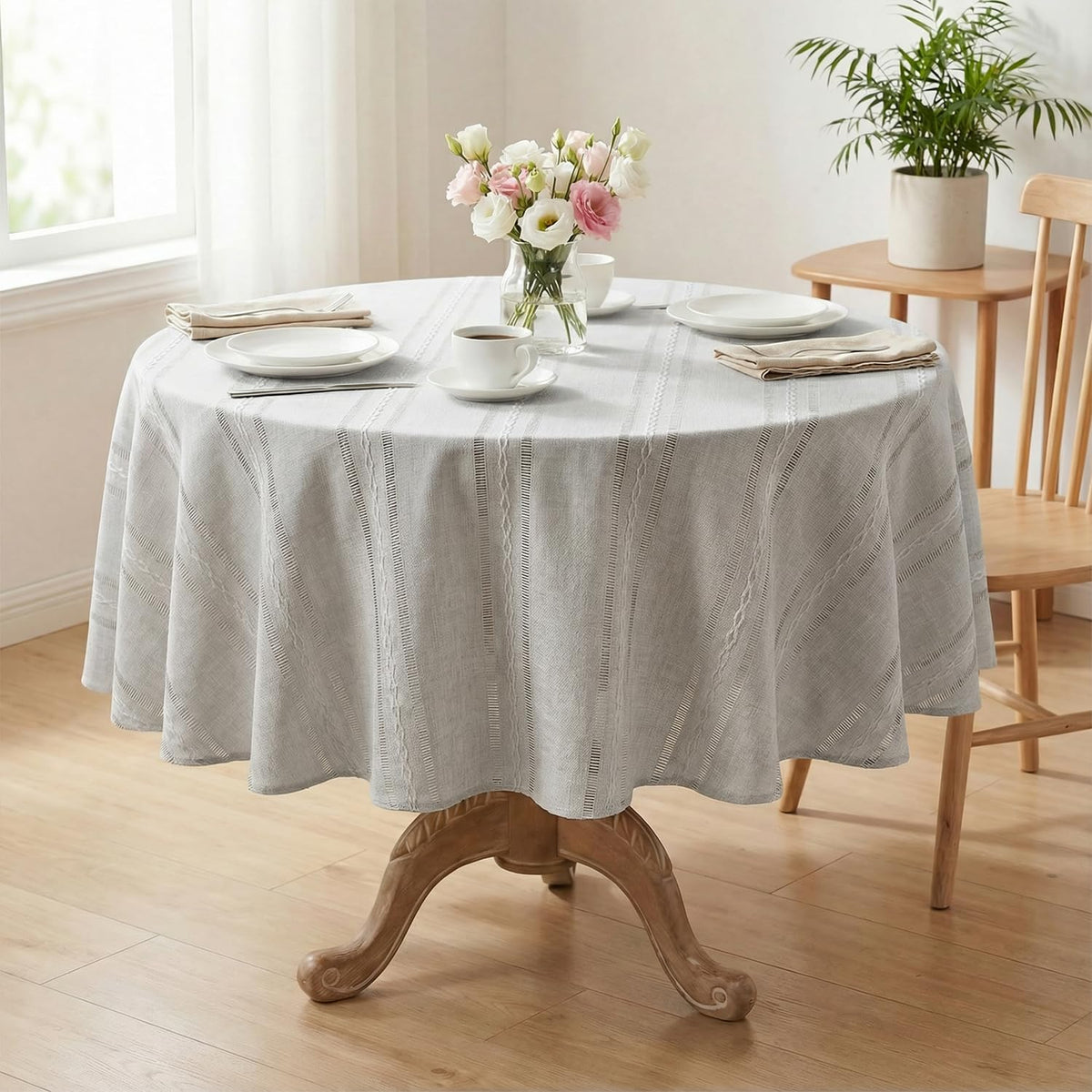 Horaldaily Beige Rectangular Tablecloth, 60×84 Inch, Farmhouse Decor