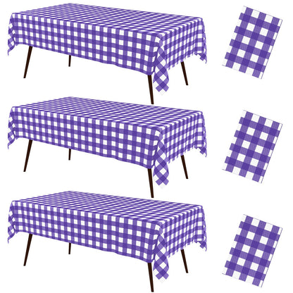 misaya 3 Packs Khaki White Buffalo Gingham Plastic Disposable Table Cloth