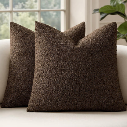 MIULEE 20x20 Decorative Boucle Couch Pillow Covers Brown
