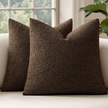 MIULEE 20x20 Decorative Boucle Couch Pillow Covers Brown