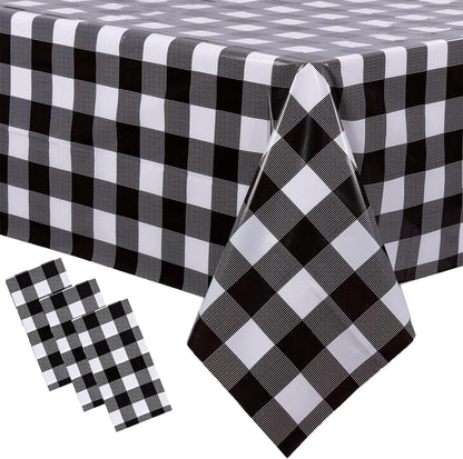 3 Packs Pink Gingham Tablecloth 54 x 108 Inches Pink and White Checkered Disposable Plastic Waterproof Picnic Table Cover for Camping and Birthday Party Supplies
