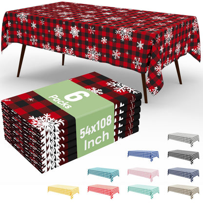 misaya 4 Packs Buffalo Disposable Table Cloth, 54 x 108 Inch Waterproof Plastic Tablecloth, Rectangle Red and White Checkered Table Covers for Picnic, Birthday, Party, Back to School