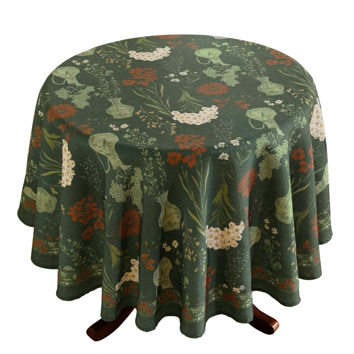 ISAENNE Designer French Linen Rectangular Tablecloth,118"x67"-Cornucopia