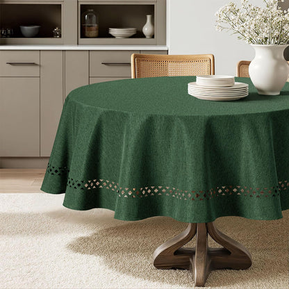 MIULEE Beige Rectangle Tablecloth with Decorative Cutouts 52x70 Inch