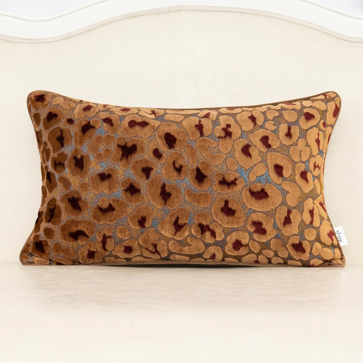 Alerfa Green Brown Floral Throw Pillow Cover 20 x 20 Inch Cut Velvet Sqaure Luxury Decorative Pillow Cover for Couch Living Room Bedroom