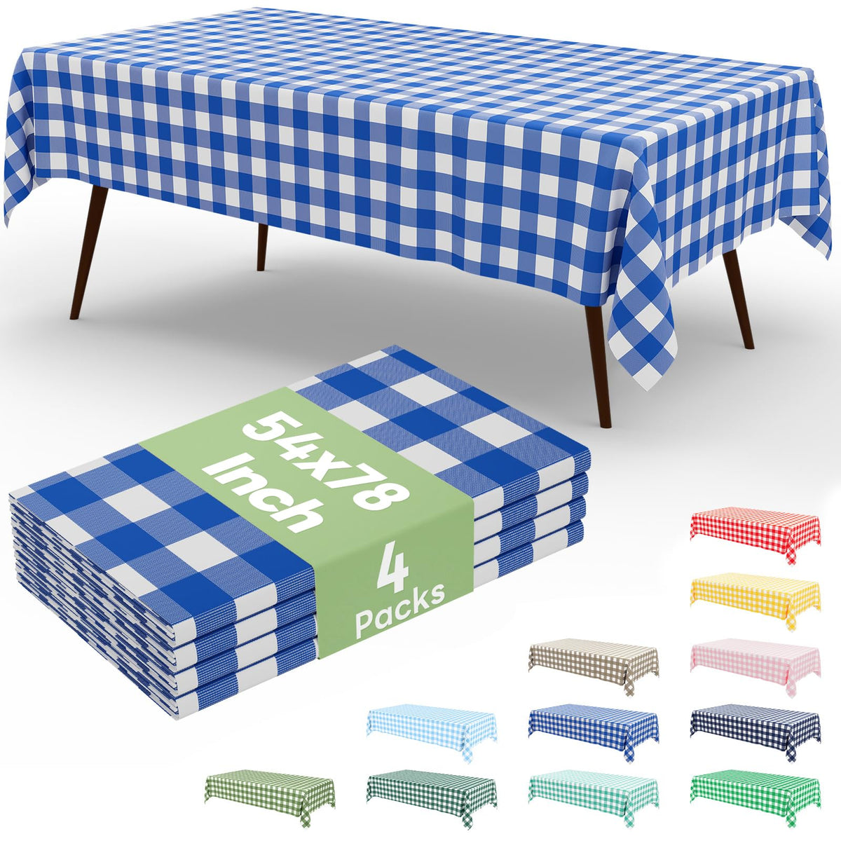 misaya 4 Packs 54 x 78 Inch Checkered Disposable Table Cloth
