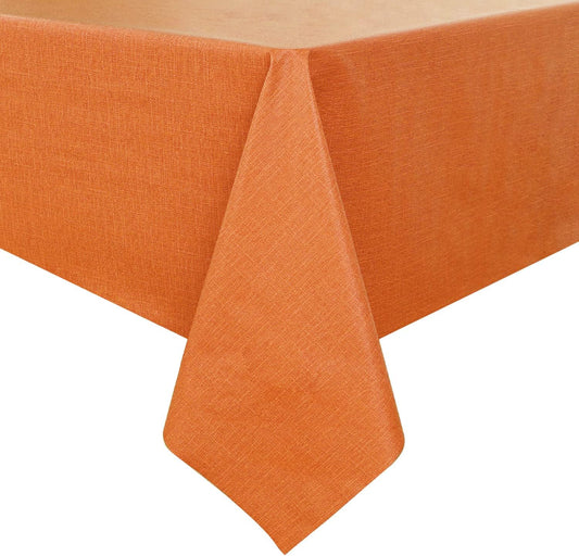 Romanstile Waterproof Vinyl Tablecloth Rectangle, 60 x 84 Inch, Orange