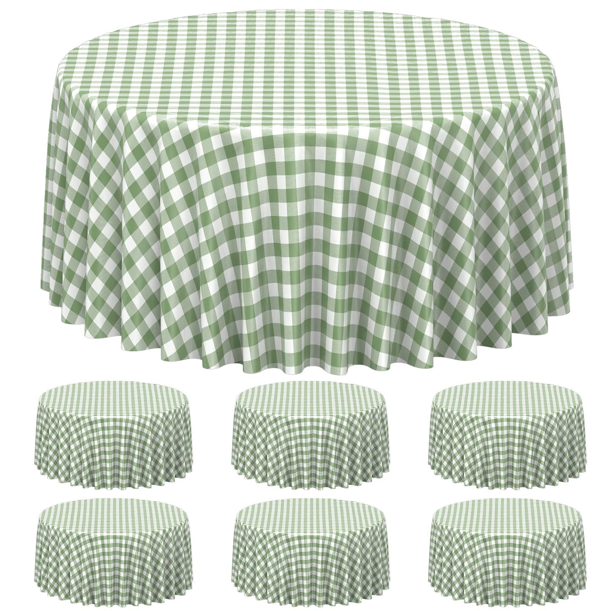 6 Pcs Sage Green Gingham Tablecloths, Checkered Table Covers 54 x 108 Inch