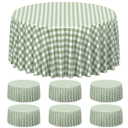 6 Pcs Sage Green Gingham Tablecloths, Checkered Table Covers 54 x 108 Inch