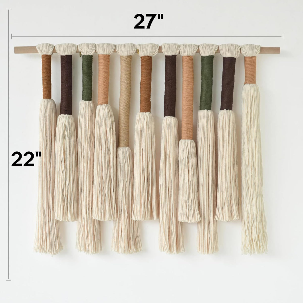 Jakalin Macrame Wall Hanging Handmade Yarn Fiber Art Boho Decor 27"Wx 22"L
