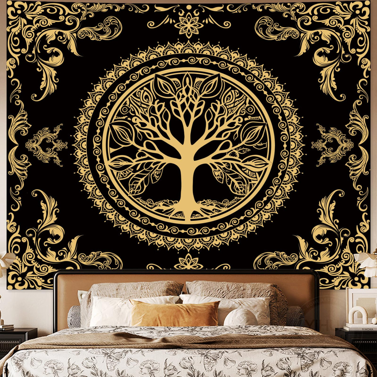 Green Boho Tapestry for Bedroom, Large Hippie Tree of Life Wall Tapestries