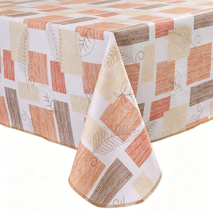 Pioggia Vinyl Tablecloth with Flannel Backed Rectangle Waterproof Oil-Proof PVC Table Cloth Wipeable Spill-Proof Plastic Table Cover for Indoor and Outdoor