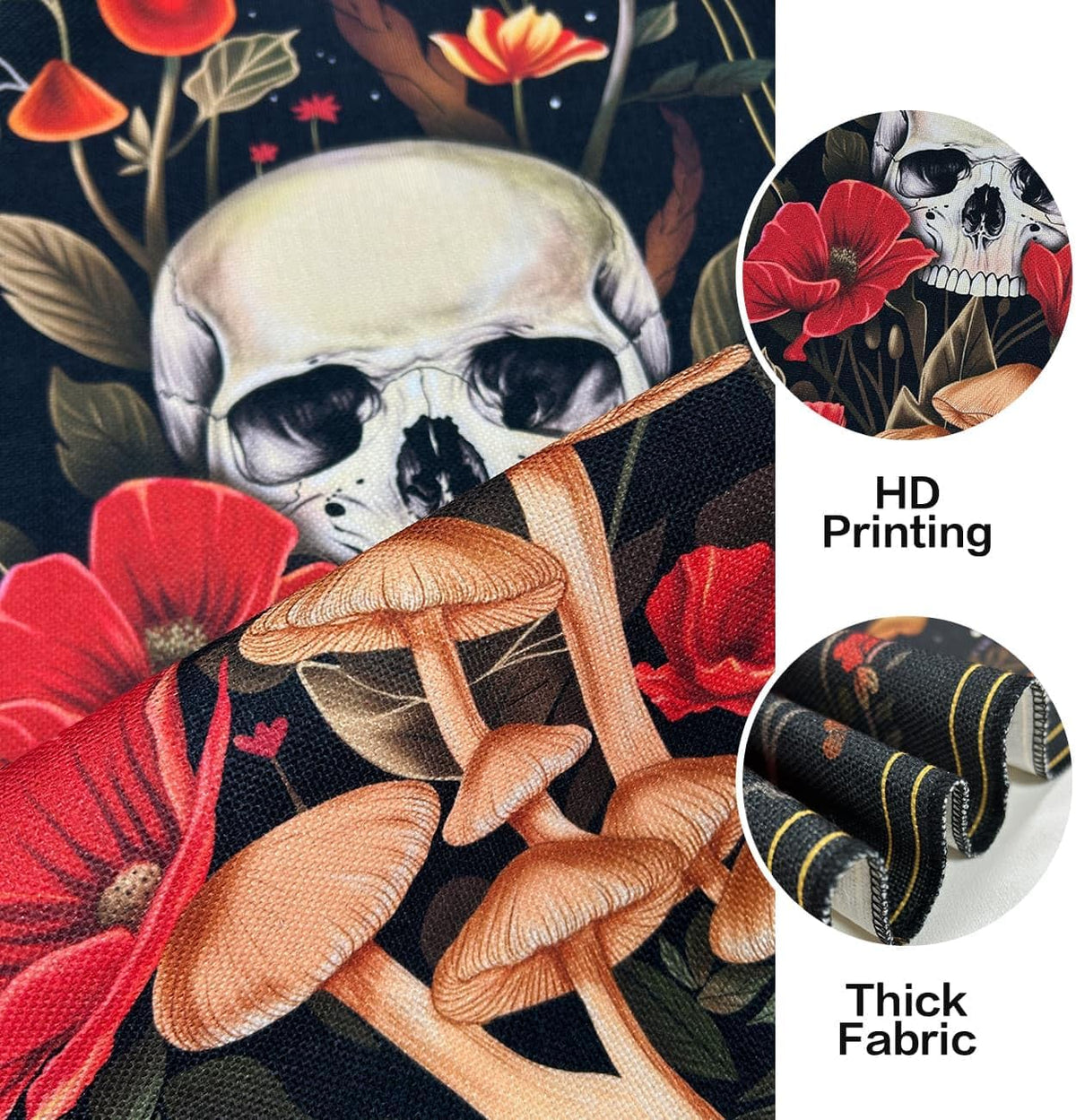 2 Pack Witchy Gothic Wall Decor, Moth Skull Tapestry for Room 12.8x51.2 in