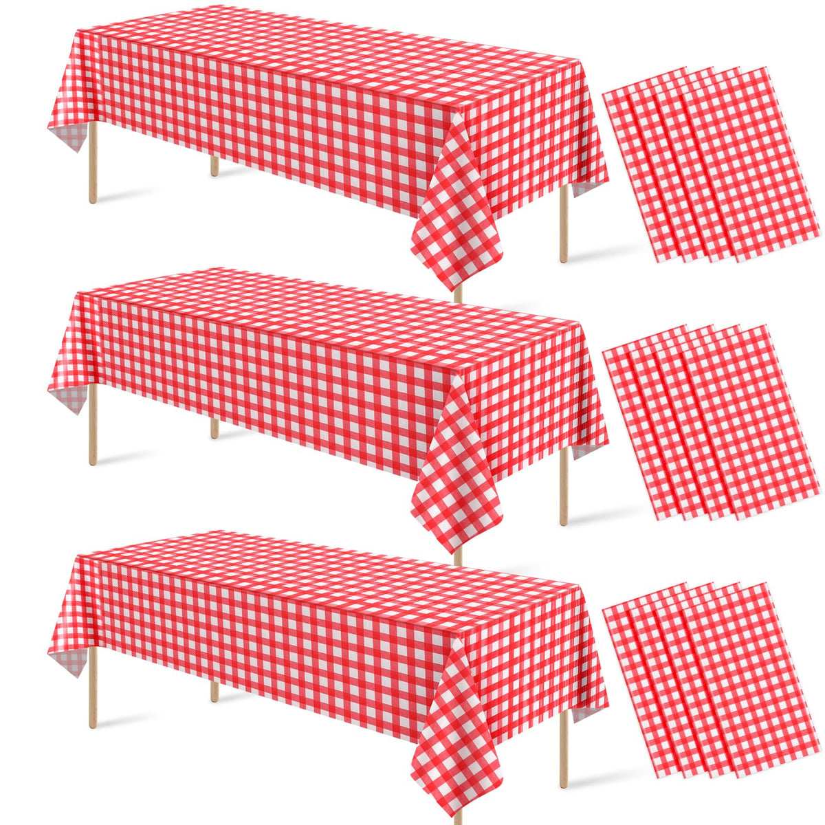 6 Pcs Sage Green Gingham Tablecloths, Checkered Table Covers 54 x 108 Inch