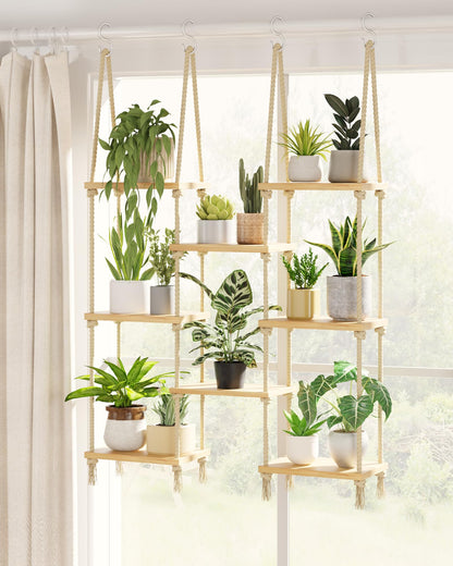 Bamworld Hanging Shelves Plant Hanger Indoor Window Plant Shelves