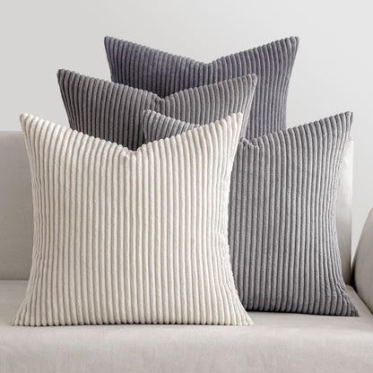 MIULEE Soft Corduroy Decorative Throw Pillow Covers Forest Green 18x18