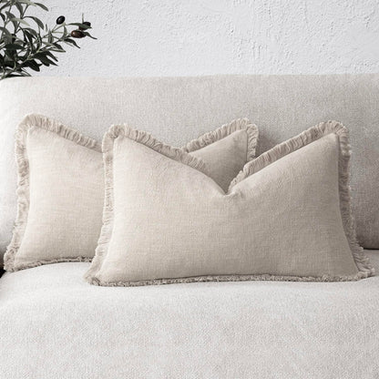 Foindtower Decorative Linen Fringe Throw Pillow Covers 20×20 Olive Green