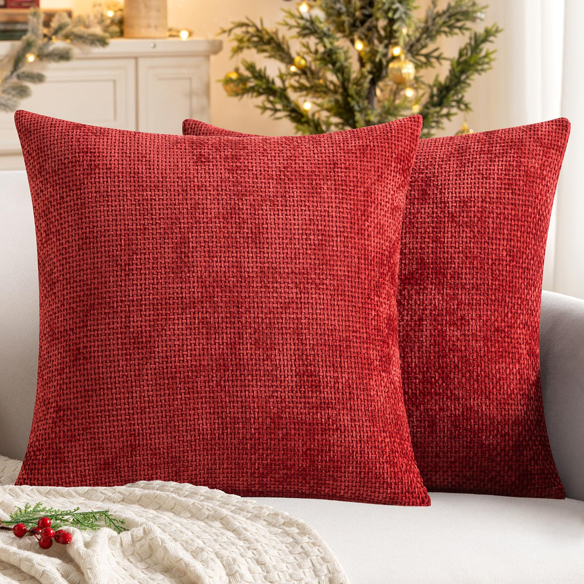 MIULEE Decorative Couch Throw Pillow Covers 18x18 Inch Neutral Beige 2 Pack