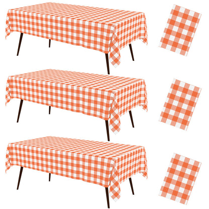 misaya 3 Packs Khaki White Buffalo Gingham Plastic Disposable Table Cloth