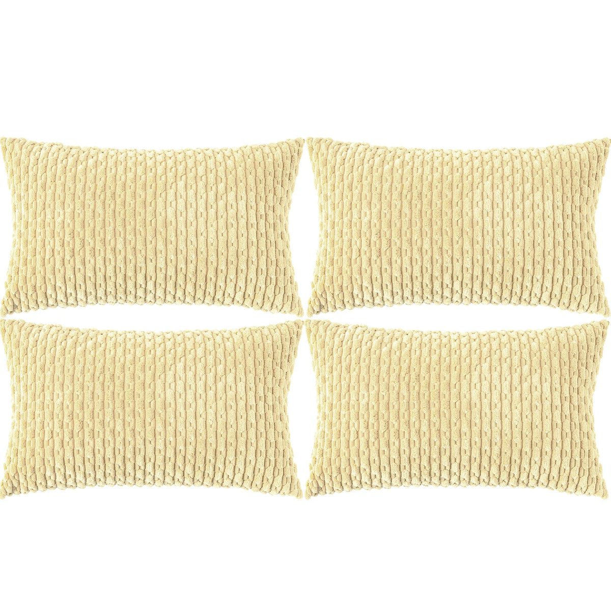 Set of 4 Neutral Decorative Throw Pillow Covers 18x18 Inch Corduroy Pillow Covers for Bed Couch Sofa Living Room Soft Square Cushion Cases