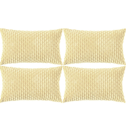 Set of 4 Neutral Decorative Throw Pillow Covers 18x18 Inch Corduroy Pillow Covers for Bed Couch Sofa Living Room Soft Square Cushion Cases