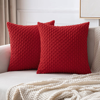 MIULEE Decorative Throw Pillow Covers 18x18 Sage Green Textured Corduroy