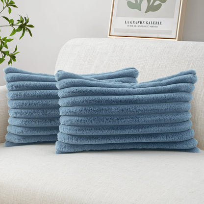 MIULEE Faux Fur Decorative Throw Pillow Covers 18x18 Set of 2 Sage Green