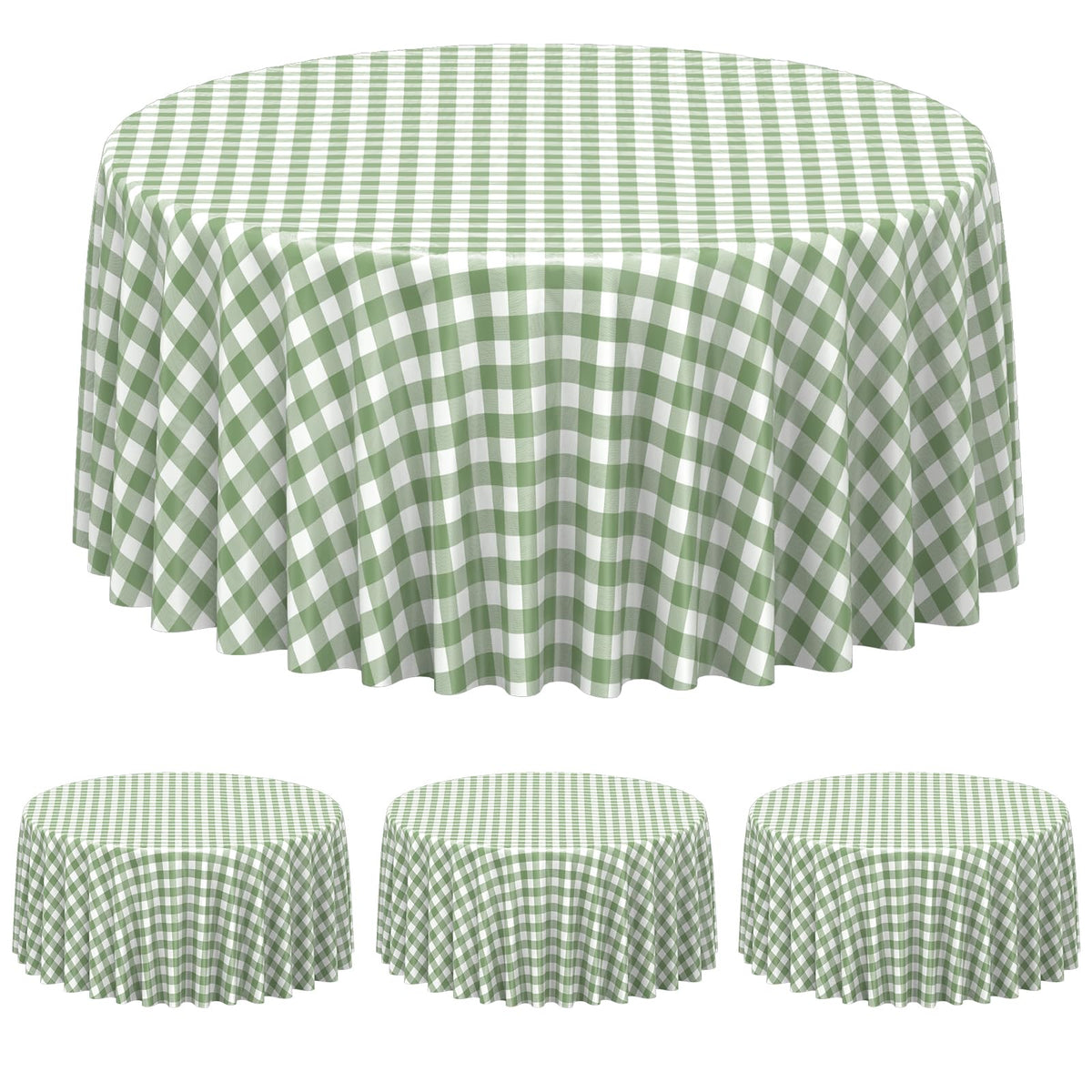 6 Pcs Sage Green Gingham Tablecloths, Checkered Table Covers 54 x 108 Inch
